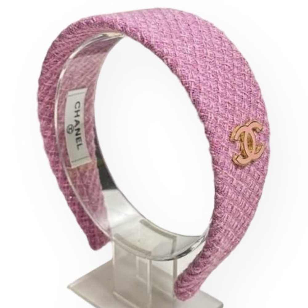 CHANEL Headband Pink/CC Logo Wide Beaute HB W Side Logo & Original Box - Picture 2 of 2